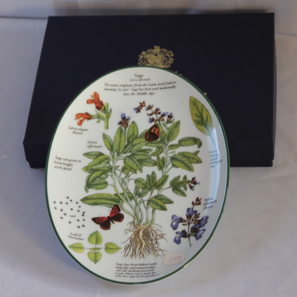 ROYAL WORCESTER FINE CHINA 1990 COLLECTABLE HERB PLATES SAGE