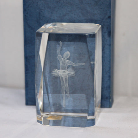 Ballerina Etched Decorative Glass Cube
