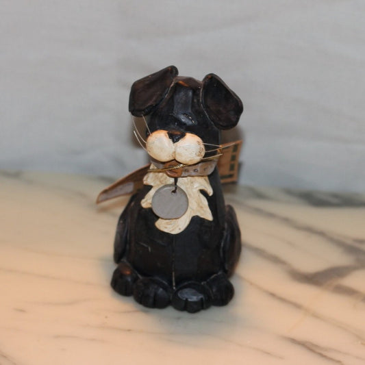 Blossom Bucket Dog figurine - black and white