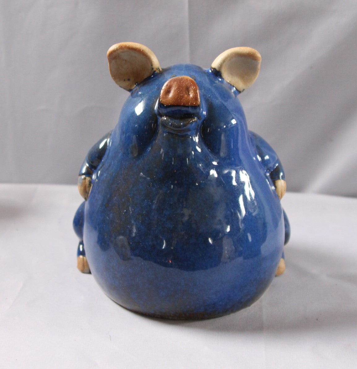 CERAMIC BLUE PIG SITTING