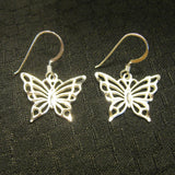 SS Sterling Silver Butterfly Drop Earrings 2 cm wide - NIB