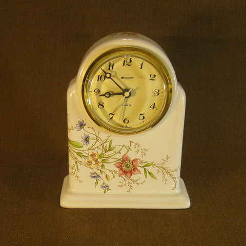 Straiger Table Mantle Carriage Clock Porcelain Flower design
