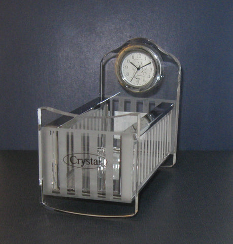 Bulova Crystal Clock collectable "Treasures in Time" collection Baby's first Crib
