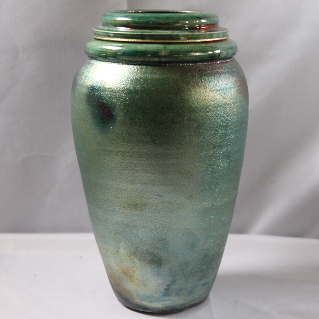 RAKU POTTERY HANDCRAFTED VASE ABOUT 24CM TALL